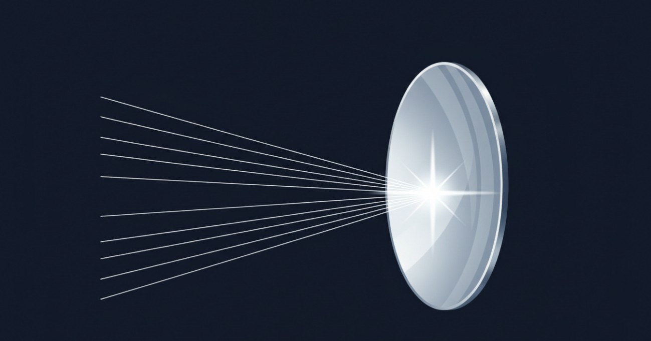 A parabolic mirror bringing a collimated beam to a diffraction-limited focal point, the geometry underlying every Newtonian telescope.