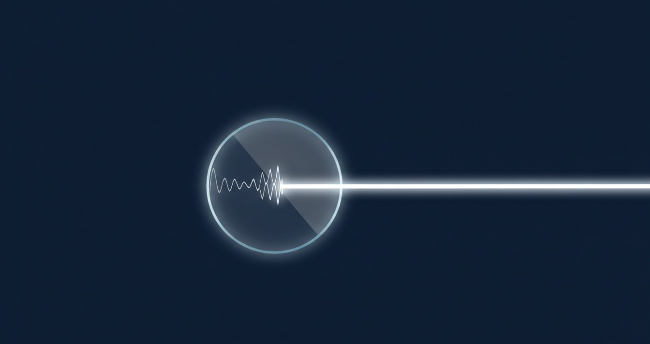 An optical window transmitting a collimated laser beam with minimal wavefront distortion, preserving beam quality for downstream optics.