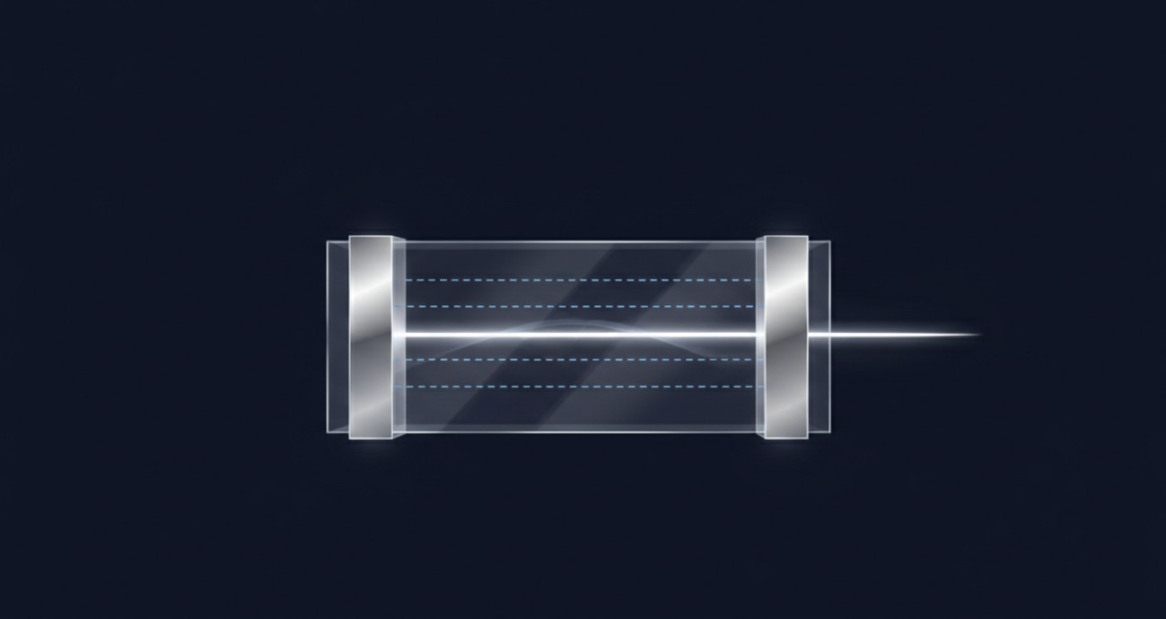 A transverse electro-optic modulator crystal with side electrodes applying an electric field perpendicular to the beam propagation direction.